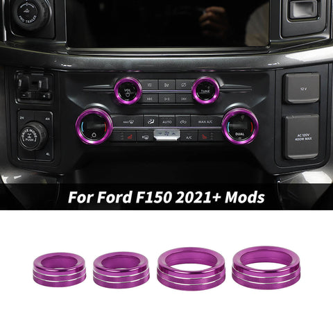 For 2021+ Ford F150 Interior Center Console Air Conditioner Audio Volume Switch Knob Trim