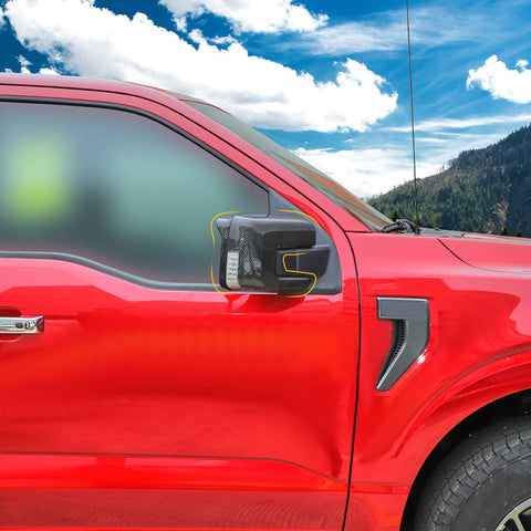 For 2021+ Ford F150 Rear View Mirror Shell & Rain Eyebrow Cover Trim Frame Kit