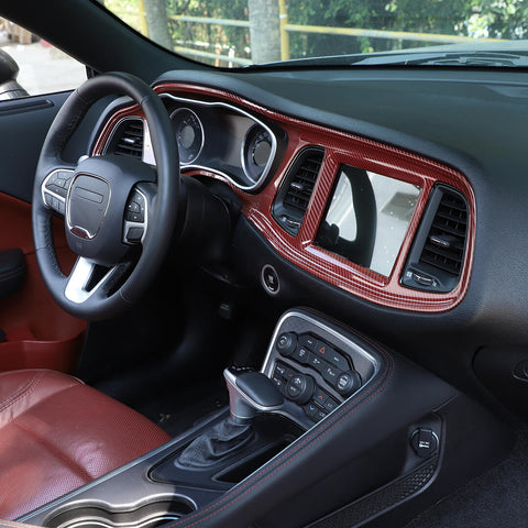 For 2015+ Dodge Challenger Interior Center Console Decor Cover Trim Kit