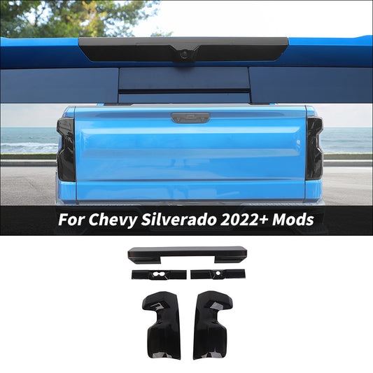 For 2022+ Chevy Silverado Third Brake Light & Taillight Lamp Cover Trim kit Smoked Black