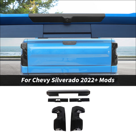 For 2022+ Chevy Silverado Third Brake Light & Taillight Lamp Cover Trim kit Smoked Black