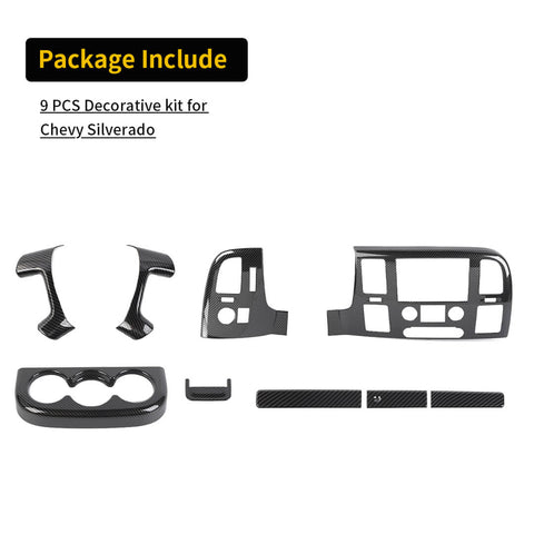 For 2007-2013 Chevy Silverado/GMC-SIERRA Interior Center Console Steering Wheel Cup Holder Trim Cover Kit