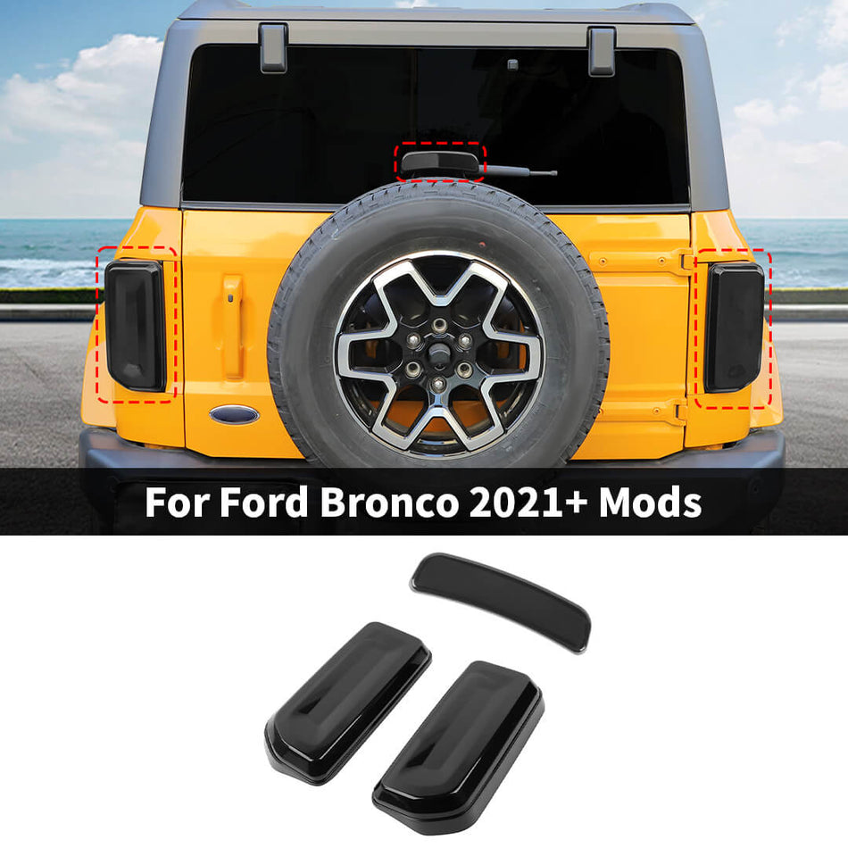 For 2021+ Ford Bronco High Brake Light Rear Taillight Trim Cover Kit (3 pcs)
