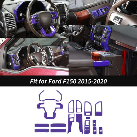 19 x Inner Door Handle & Center Console Kit Decoration For Ford F150 2015-2020 Purple Accessories | CheroCar