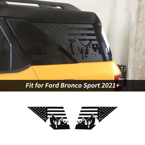 Rear Window Glass Sticker Decals Cover For Ford Bronco Sport 2021+ US Flag Mountain Style Accessories | CheroCar