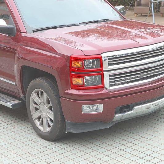 Front Headlight Lamp Frame Trim Decor Cover Red Bezel For Chevy Silverado 2014-2018 Accessories | CheroCar