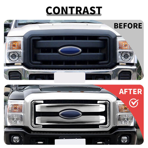 For 2011-2016 Ford F250/F350/F450/F550 Exterior Front Mesh Grille Trim Cover