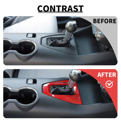 For Mustang 24+ Automatic Car Interior Red Gear Shift Bezel Panel Cover