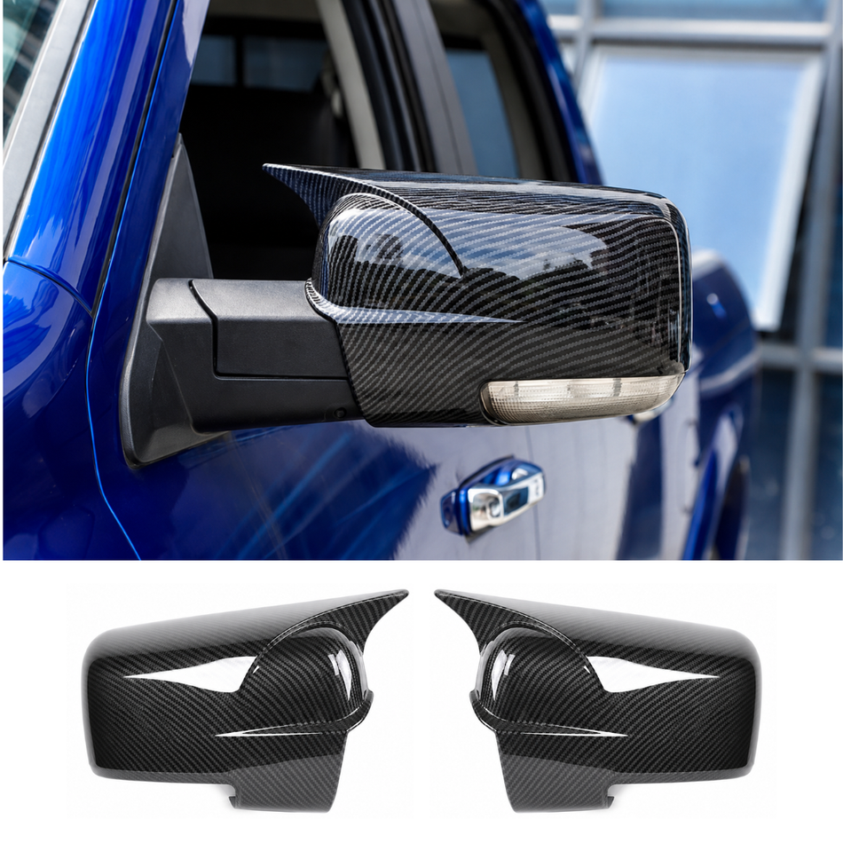 For 2009-2018 RAM Horn-Style Side Rearview Mirror Cover Trim Shell (2 pcs)