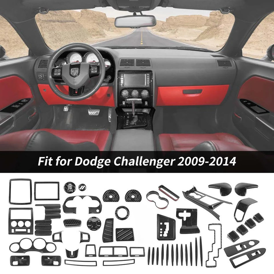 For 2009-2014 Dodge Challenger 25 x Interior Trim Full Set Carbon Fiber
