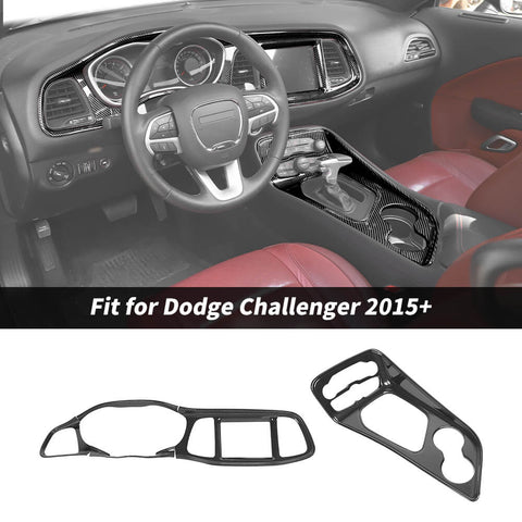 For 2015+ Dodge Challenger Central Control Dashboard & Gear Shift Panel Cover Trim