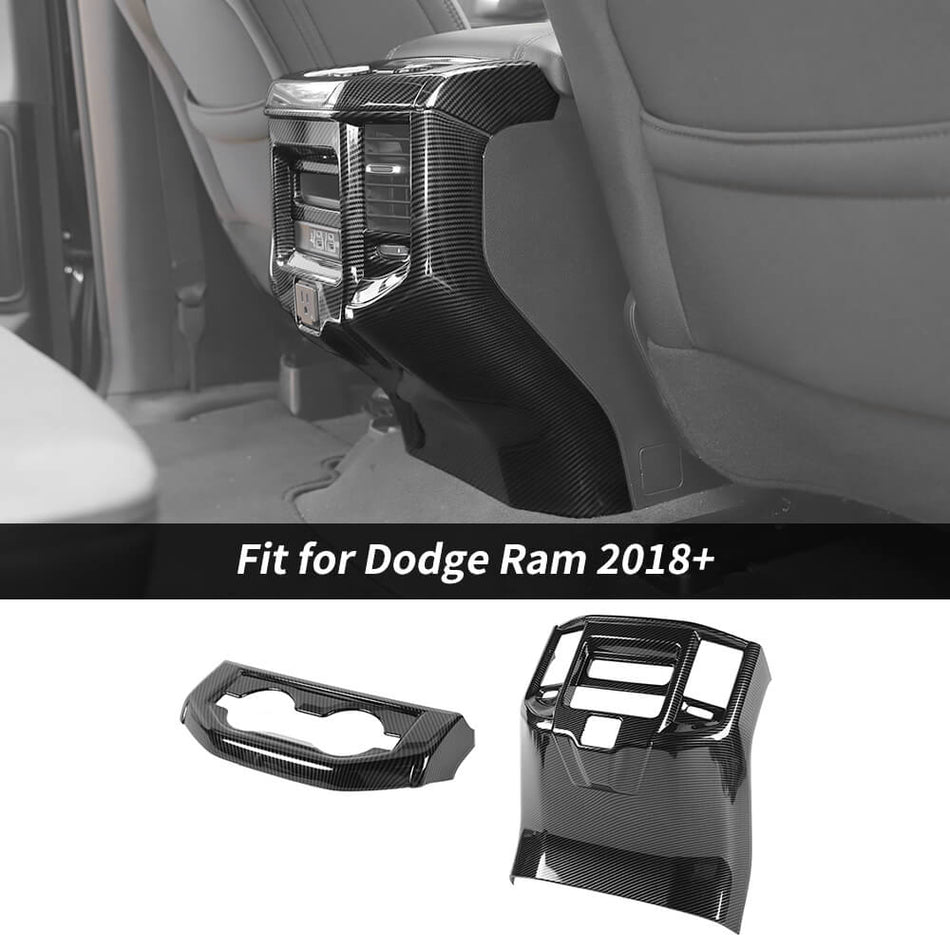 For 2018+ Dodge Ram Rear Air Condition Outlet Vent & Rear Seat Cup Holder Panel Trim