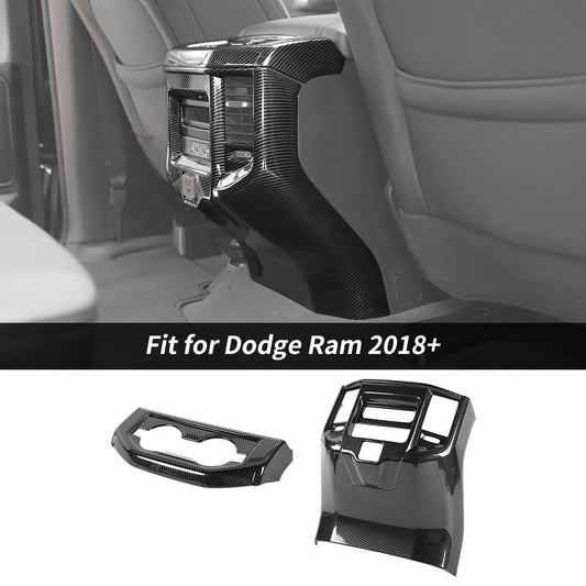 For 2018+ Dodge Ram Rear Air Condition Outlet Vent & Rear Seat Cup Holder Panel Trim