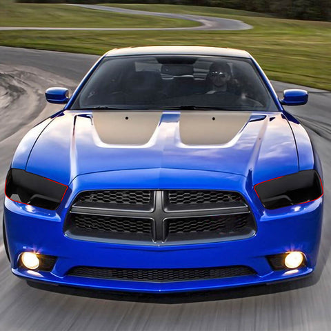 For 2011-2014 Dodge Charger Smoked Black Front Headlight Lamp Cover Trim Bezels