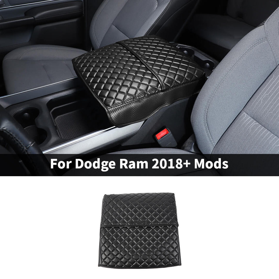 For 2018+ Dodge RAM Leather Central Armrest Box Cushion Cover Pad