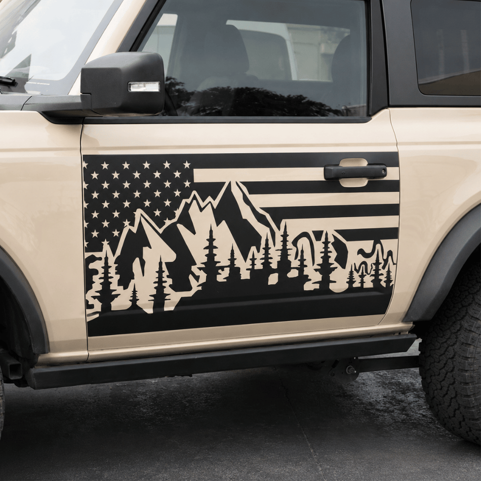 For 2021+ Ford Bronco 2/4 Door Car Side Door Decoration Decal Stickers US Flag