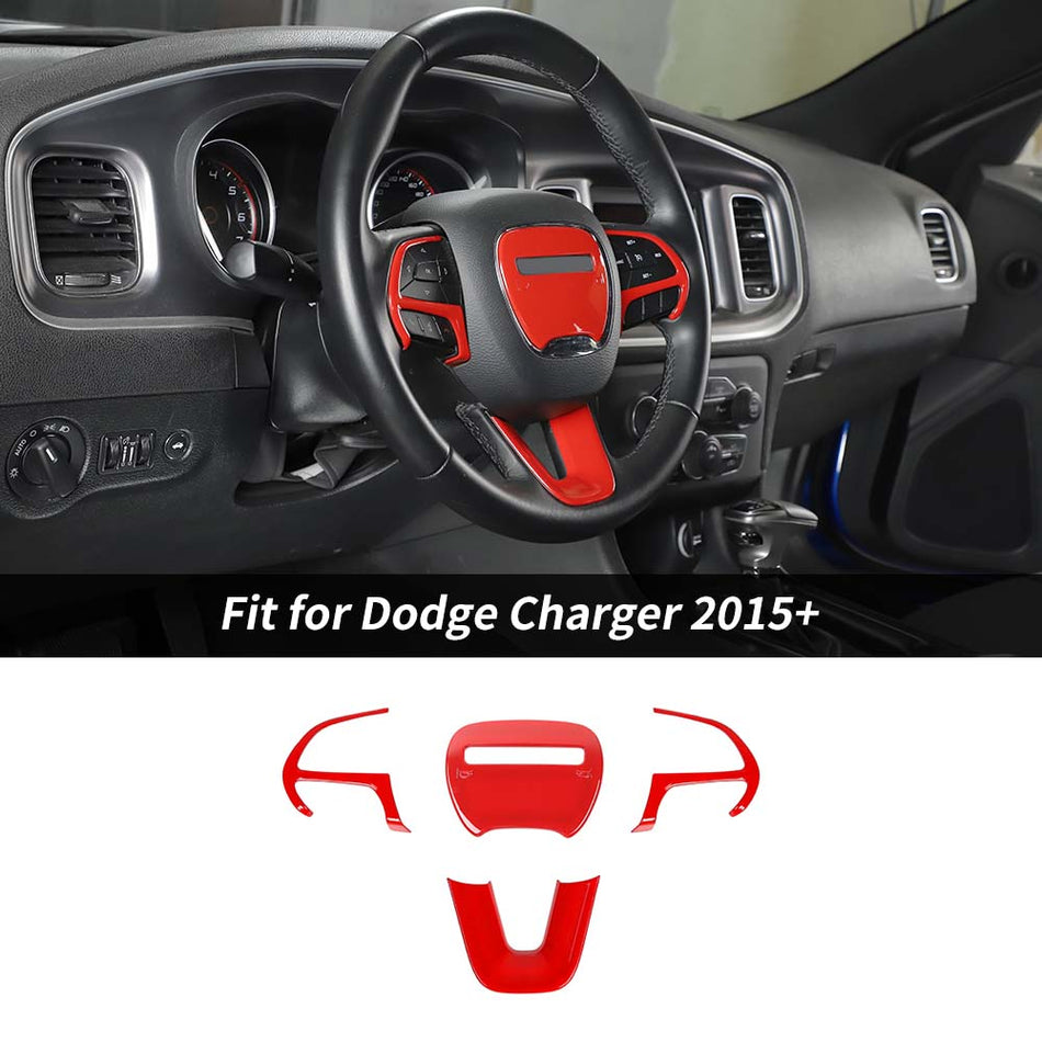 For 2015+ Dodge Challenger & Charger Steering Wheel Decor Cover Trim