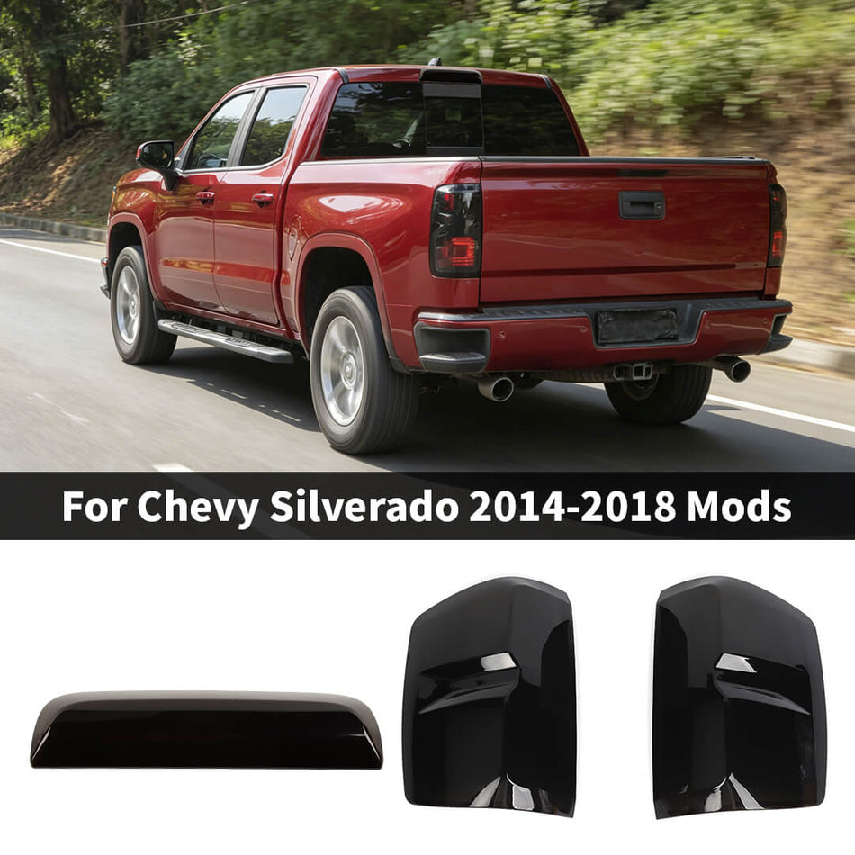For 2014-2018 Chevy Silverado Rear Taillight & High Brake Light Trim Cover (3 pcs)