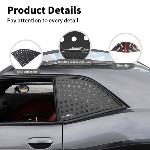 For 2008+ Dodge Challenger Side Rear Window Triangle Glass Cover Trim