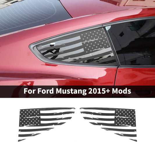 For 2015+ Ford Mustang Exterior Car Rear Window Decal Trim Sticker Cover (2 pcs)