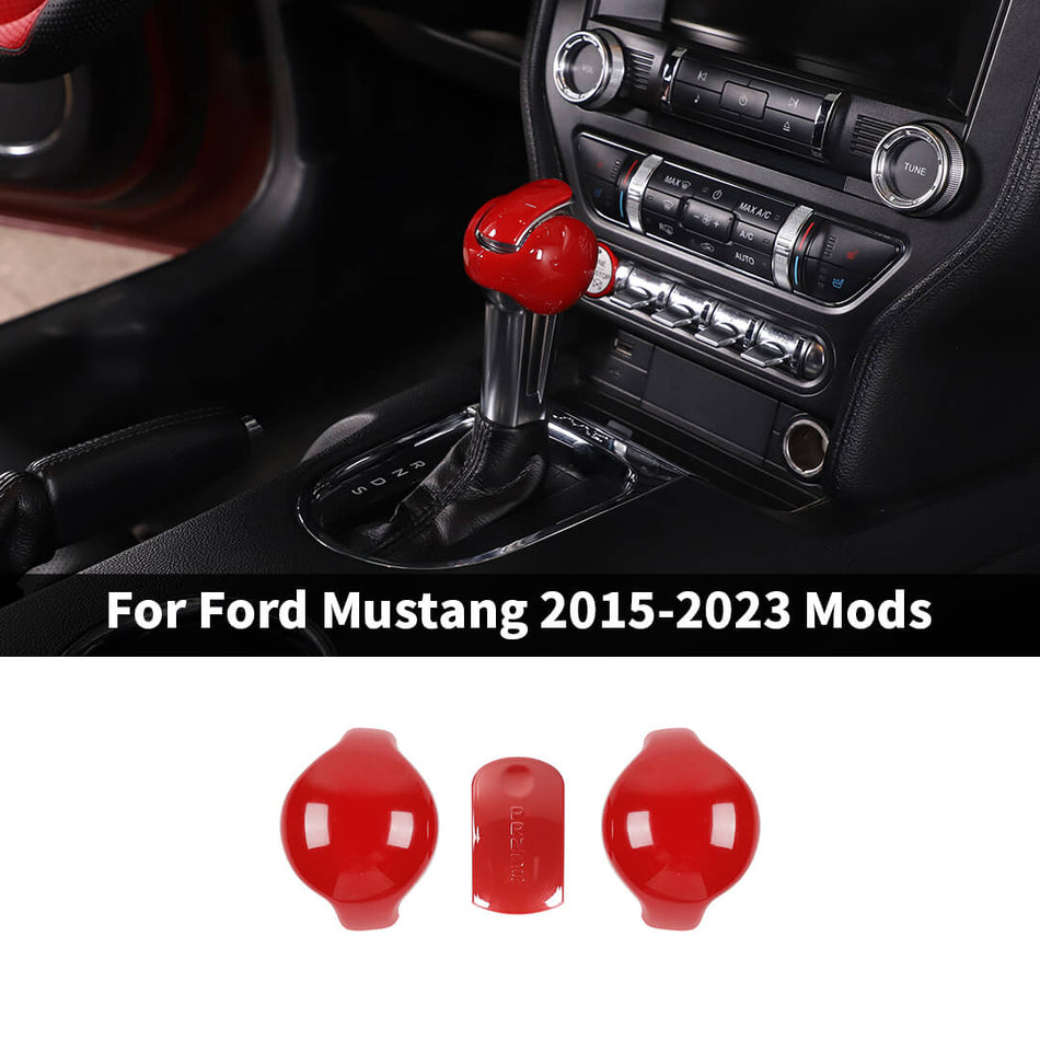 For 2015-2023 Ford Mustang Console Gear Shift Head Knob Cover Decor Trim (3 pcs)