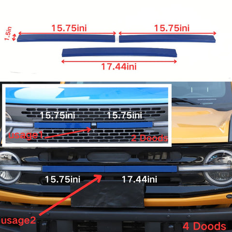 For 2021+ Ford Bronco Exterior Grille Insert Cover Trim Strips