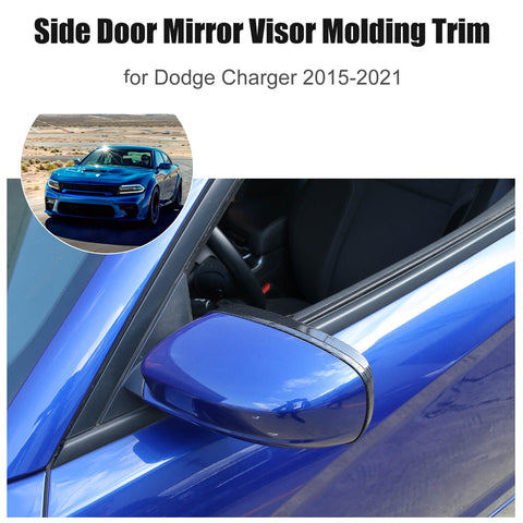 For 2011+ Dodge Charger light Green Rearview Mirror Rain Eyebrow Frame Trim