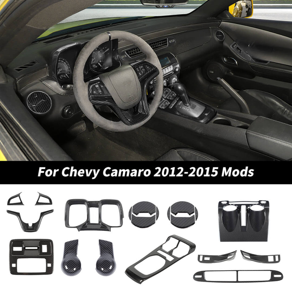For 2012-2015 Chevy Camaro Full Interior Center Console Cover Trims Sticker Kit (20 pcs)