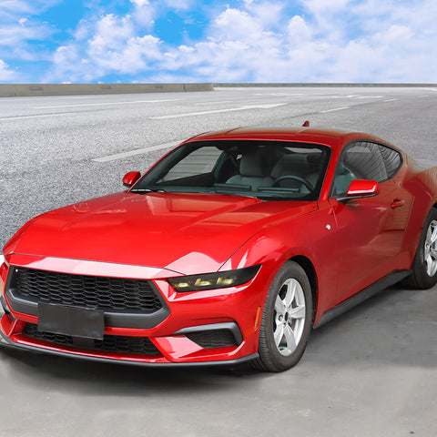 For 2024+ Ford Mustang Smoked Black Front Headlight Lamp Cover Trim Accessories