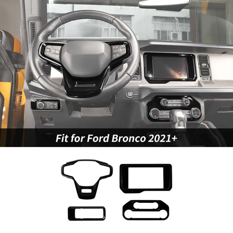 For 2021+ Ford Bronco 4 x Center Console Cover Trims Full Kit Black