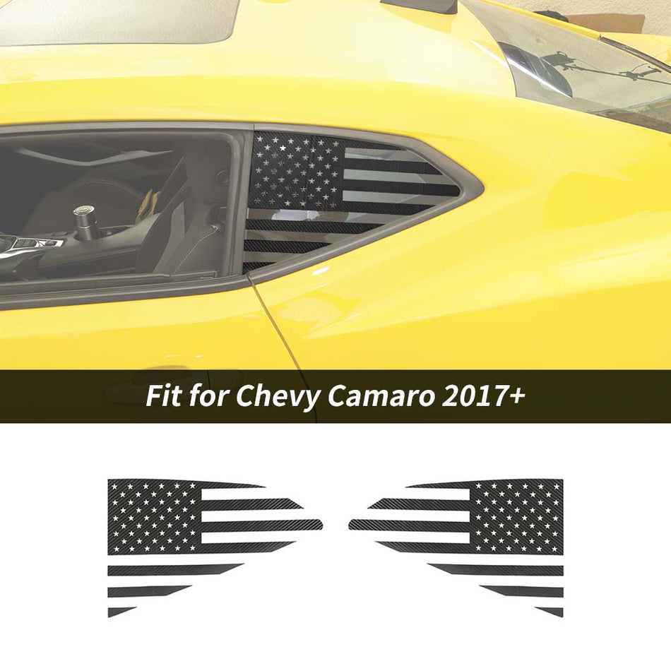 For 2017+ Chevy Camaro Rear Quarter Window Sticker Trim US Flag