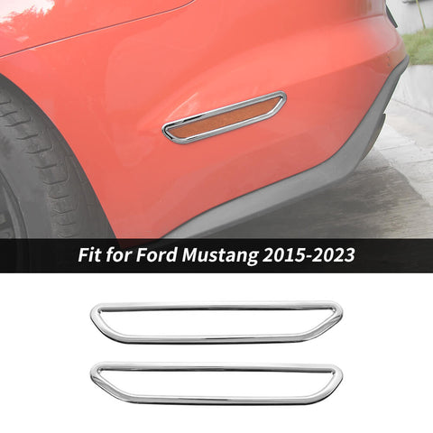 For 2015-2023 Ford Mustang Rear Bumper Side Warning Light Frame Cover Trim Bezel Chrome