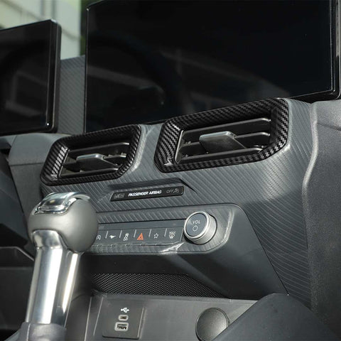 For Ford 2024+  Mustang Center Console Air Vent Trim Rings Carbon Fiber Pattern