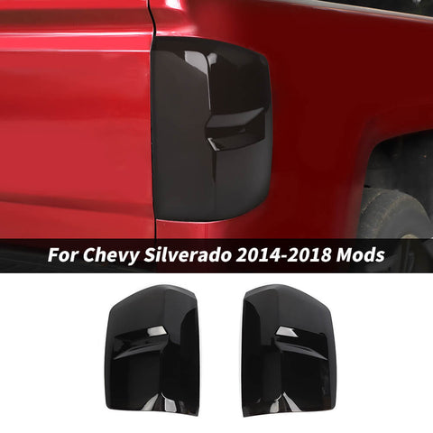 For 2014-2018 Chevy Silverado Side Rear Tail Light Lamp Cover Trim Decor Smoke Black