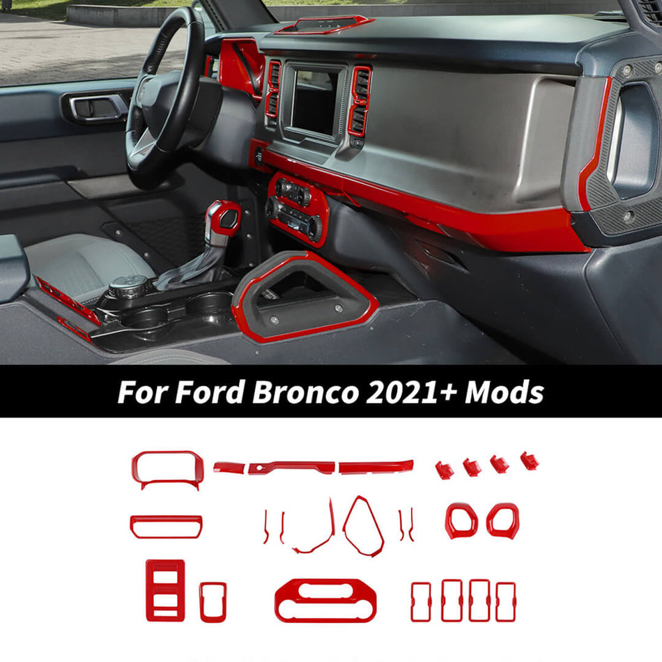 For 2021+ Ford Bronco Interior Center Console Trim Cover Kit (24 pcs)