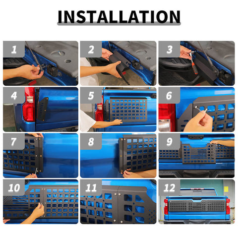 For 2022+ Chevy Silverado Rear Tailgate Extension Guard Plate Holder Frame