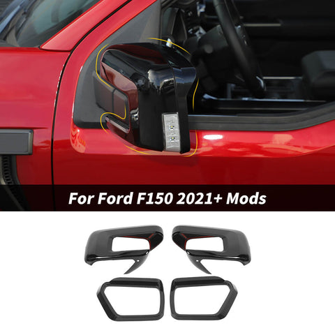 For 2021+ Ford F150 Rear View Mirror Shell & Rain Eyebrow Cover Trim Frame Kit