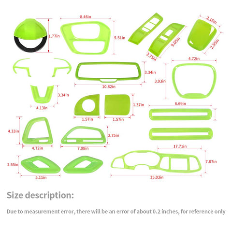 19 x Car Interior Decoration Trim Cover Kits For Dodge Challenger 2015+ Green Accessories | CheroCar