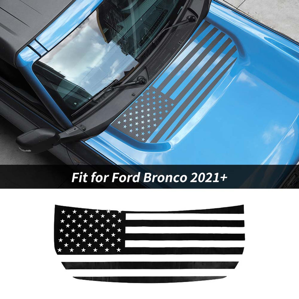 For 2021+ Ford Bronco Engine Hood Sticker Decorative Decal Vinyl Cover US Flag