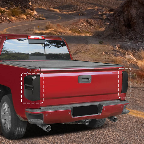 For 2014-2018 Chevy Silverado Side Rear Tail Light Lamp Cover Trim Decor Smoke Black