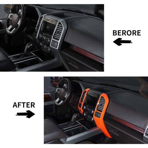 19 x Console Steering Wheel Dashboard Window Handle Trim Cover Kit For Ford F150 2015-2020 Orange Accessories | CheroCar