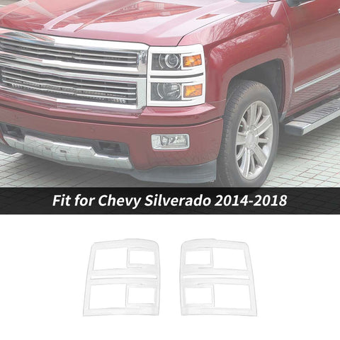 Front Headlight Lamp Frame Trim Decor Cover Red Bezel For Chevy Silverado 2014-2018 Accessories | CheroCar