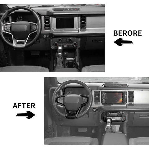 8 x Center Console Dash Trim Kit Cover For Ford Bronco 2021+ Carbon Fiber Accessories | CheroCar