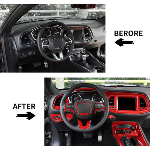 34 x Inner Full Set Decoration Cover Trim Kit For Dodge Challenger 2015+ Red Accessories | CheroCar