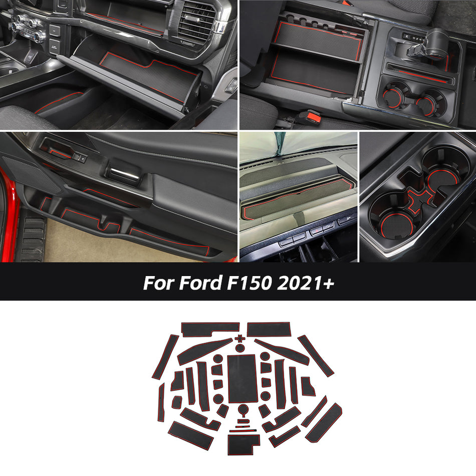 For 2021+ Ford F150 38 x Non-Slip Door Slot Cup Storage Box Mat Interior Pads