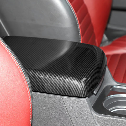 For 2009-2014 Dodge Challenger Central Armrest Box ABS Panel Cover Trim Carbon Fiber