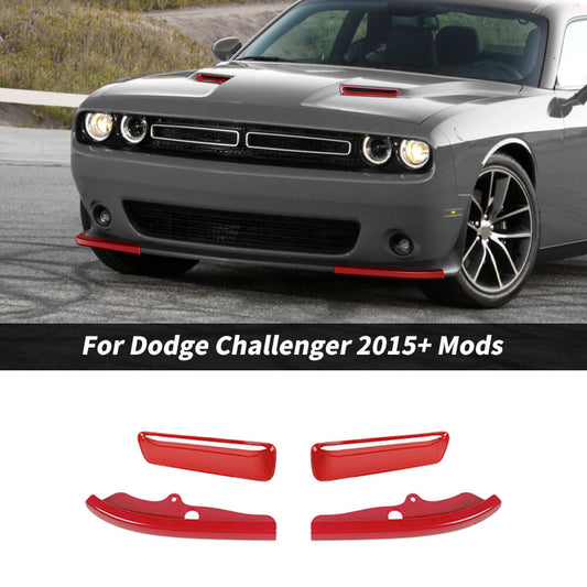 For 2015+ Dodge Challenger Front Hood Scoop Air Vent & Bumper Lip Splitter Cover Trim Kit