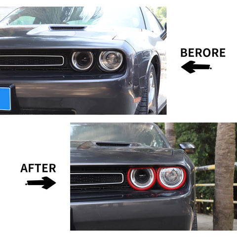 Front Headlight Lamp Cover Trim Bezels For Dodge Challenger 2015+ Accessories | CheroCar