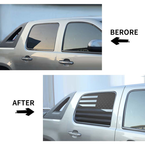 Rear Car Window USA Flag Stickers Decor For Chevy Avalanche 2007-2013/GMC Sierra 2014-2018 Black Accessories | CheroCar