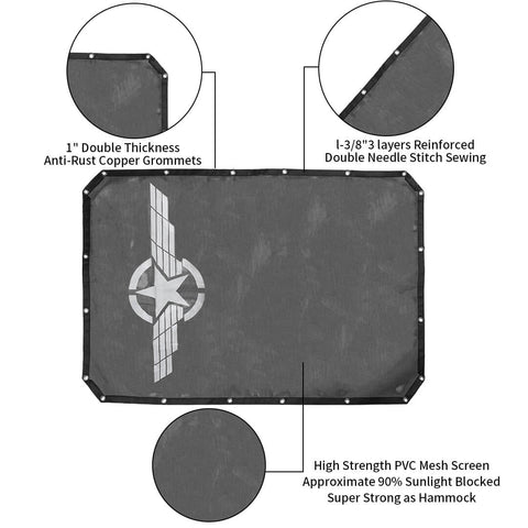 For 2021+ Ford Bronco Car Roof Top Mesh Sun Shade Cover Net